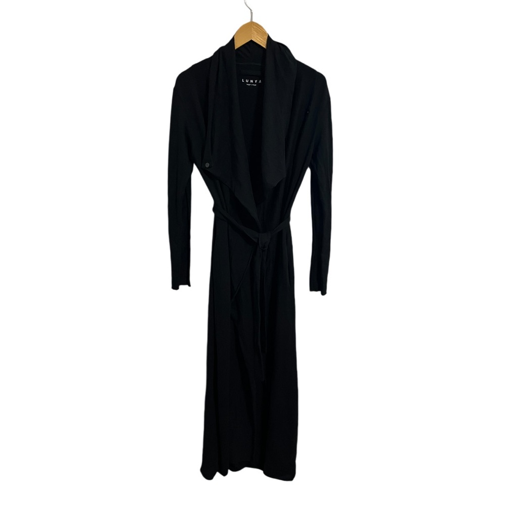 Lunya The Robe Black Long Pima Cotton Blend - Picture 3 of 11